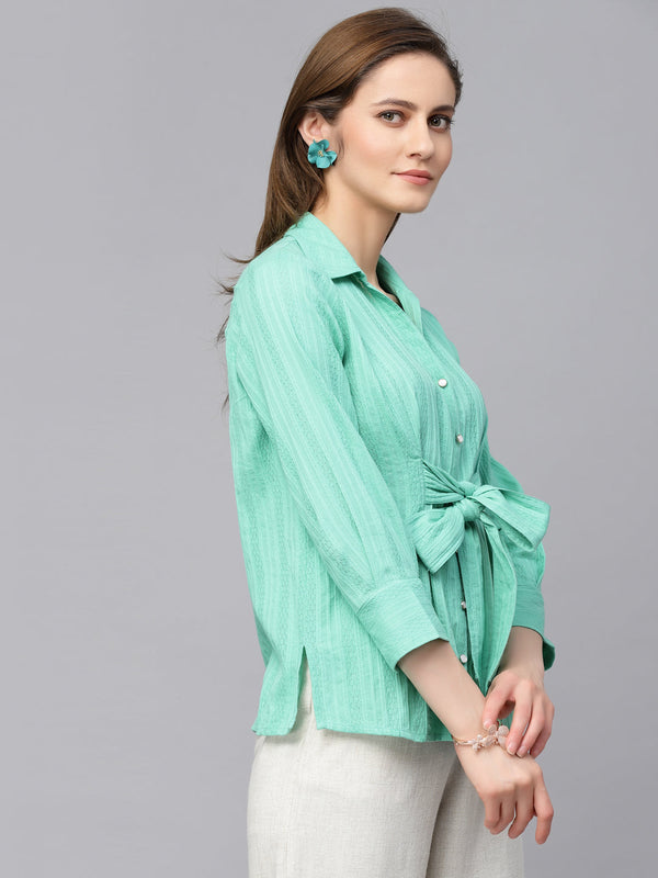 Gipsy Gipsy Green Textured Cotton Tunic Green