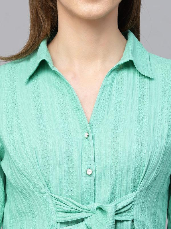 Gipsy Gipsy Green Textured Cotton Tunic Green