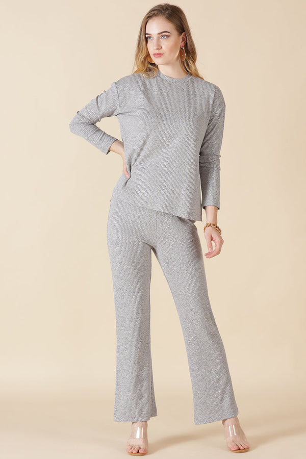 Gipsy Gipsy Grey Poly Knit Co-Ord Top Grey