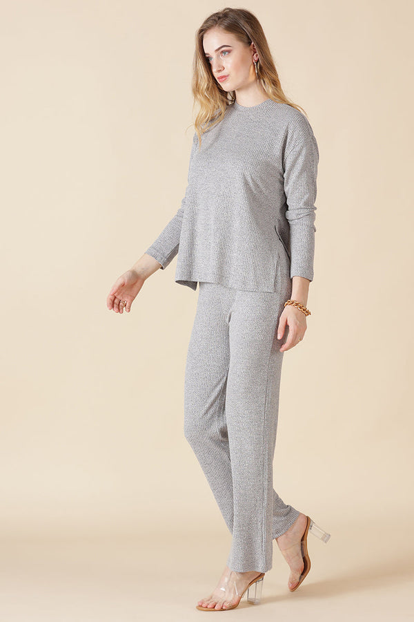 Gipsy Gipsy Grey Poly Knit Co-Ord Top Grey