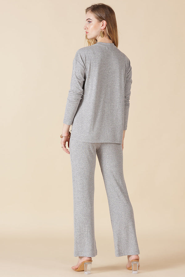 Gipsy Gipsy Grey Poly Knit Co-Ord Top Grey