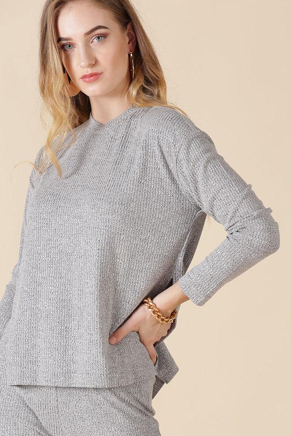 gipsy Gipsy Grey Poly Knit Co-Ord Top Grey
