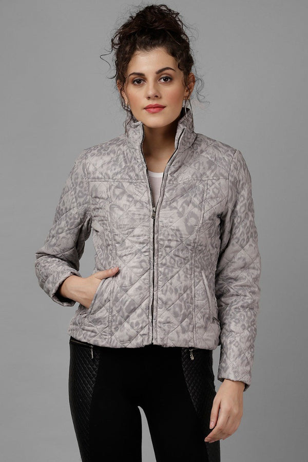 gipsy Gipsy Grey Printed Polyester Jacket Grey