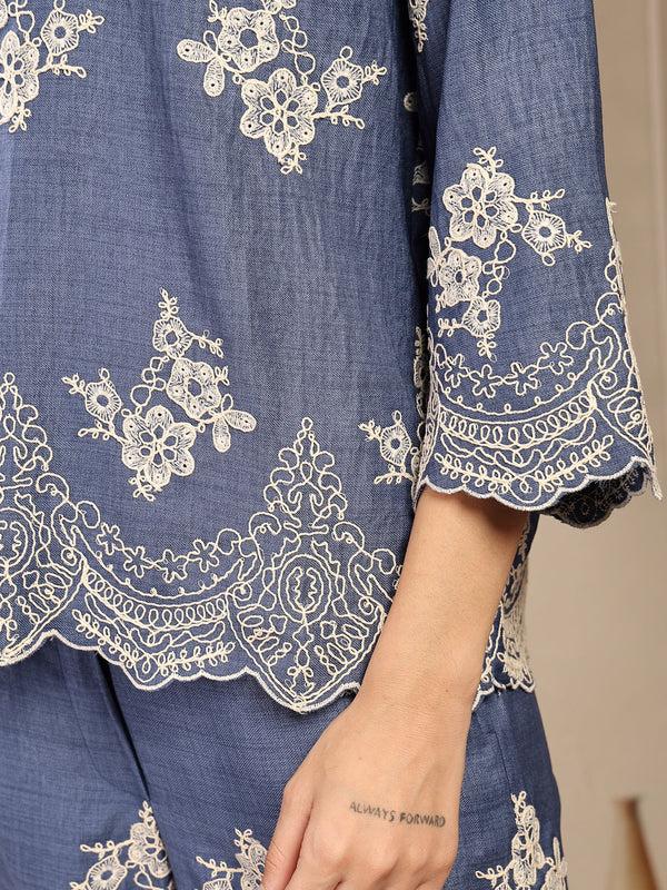 Gipsy Gipsy Indigo Schiffli Cotton Cord Set Indigo