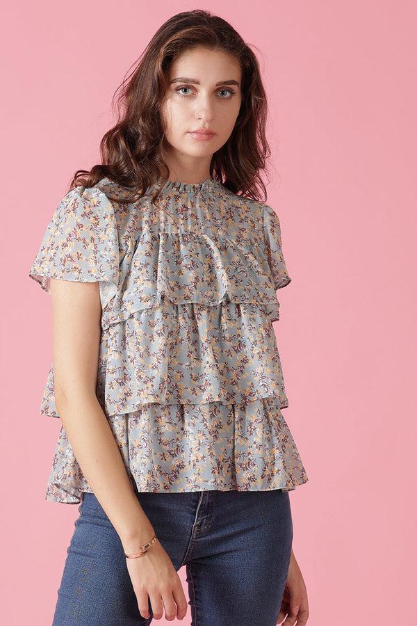 gipsy Gipsy Jade Green Georgette Blouse Green