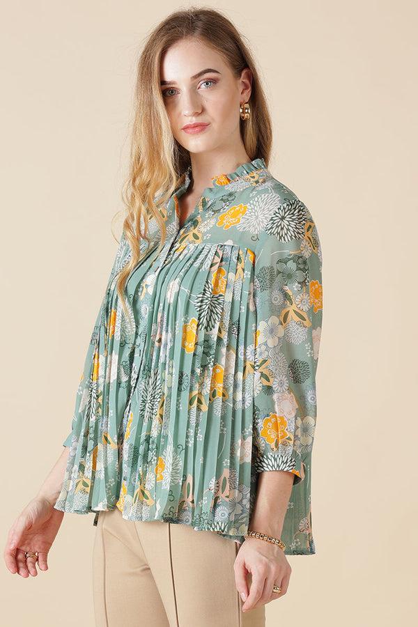 Gipsy Gipsy Jade Green Georgette Shirt Jade Green