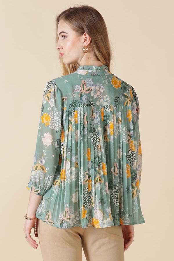 Gipsy Gipsy Jade Green Georgette Shirt Jade Green
