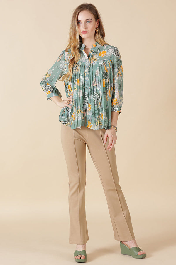 Gipsy Gipsy Jade Green Georgette Shirt Jade Green