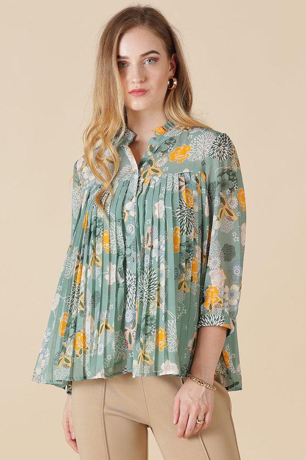 gipsy Gipsy Jade Green Georgette Shirt Jade Green