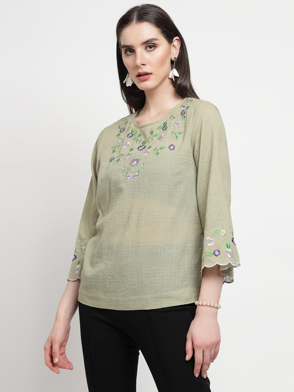 Gipsy Gipsy Light Green Cotton Tunic Light Green