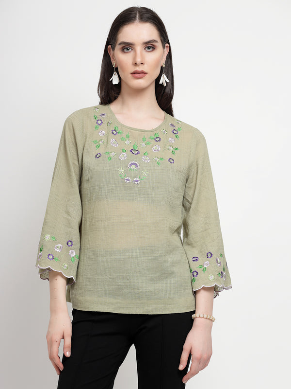 Gipsy Gipsy Light Green Cotton Tunic Light Green