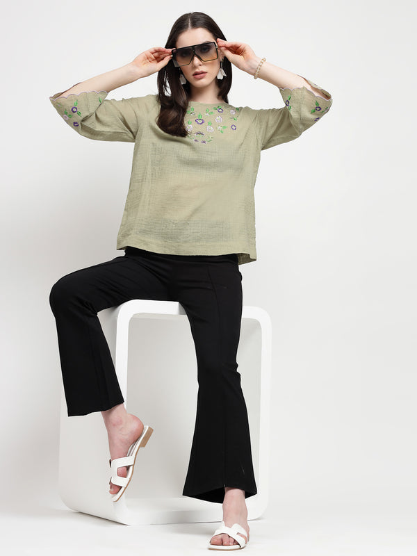 gipsy Gipsy Light Green Cotton Tunic Light Green