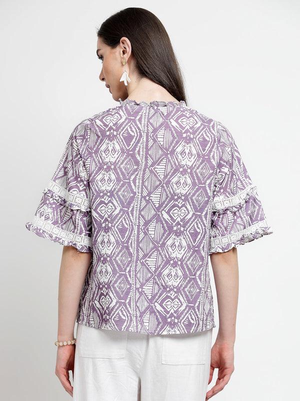 Gipsy Gipsy Lilac Cotton Print Blouse Lilac