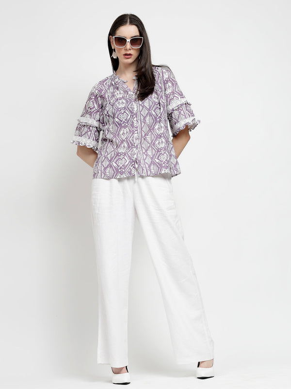 Gipsy Gipsy Lilac Cotton Print Blouse Lilac