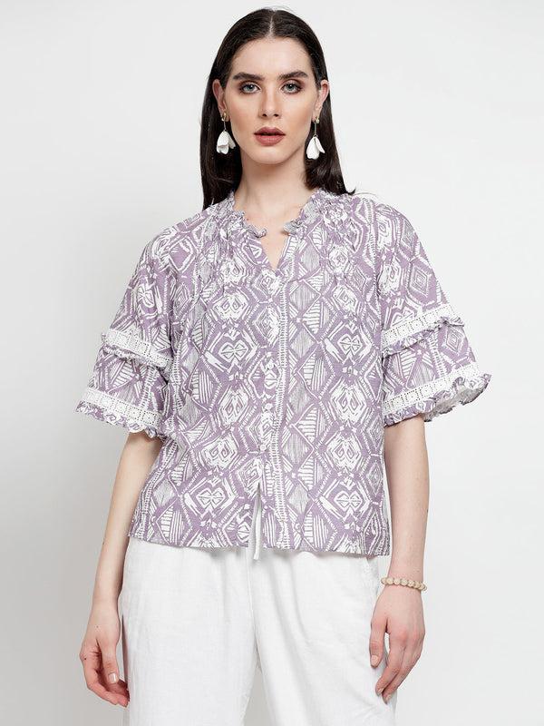 gipsy Gipsy Lilac Cotton Print Blouse Lilac
