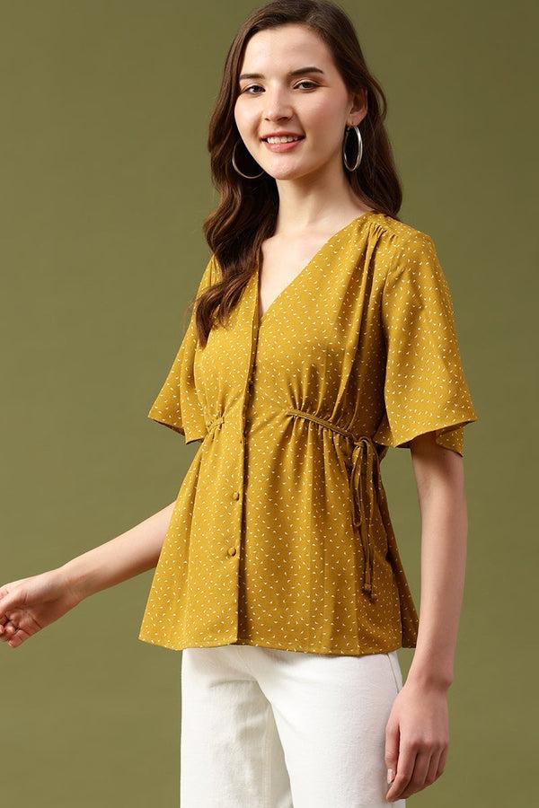 Gipsy Gipsy Lime Abstract Crepe Top Lime