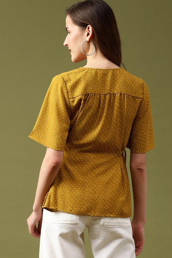 Gipsy Gipsy Lime Abstract Crepe Top Lime