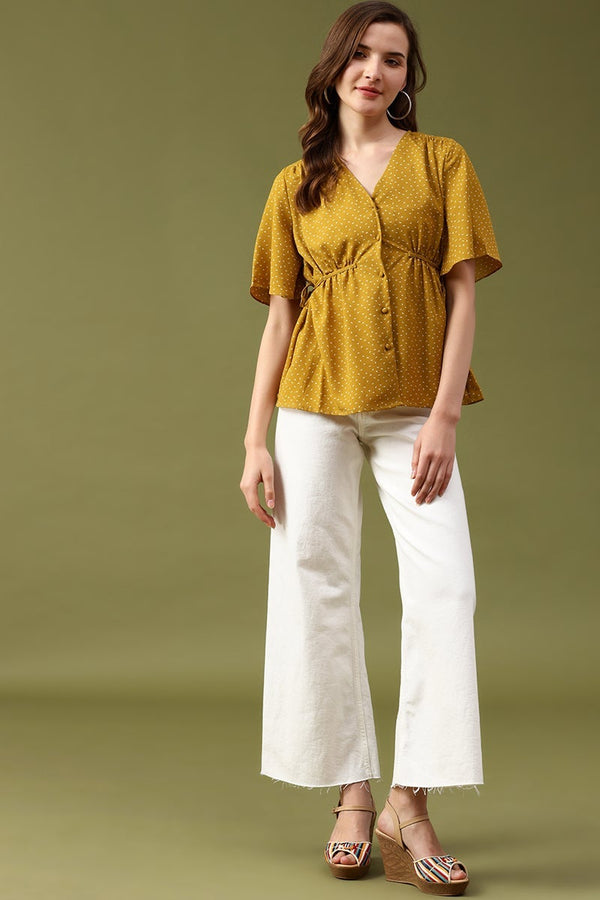 Gipsy Gipsy Lime Abstract Crepe Top Lime