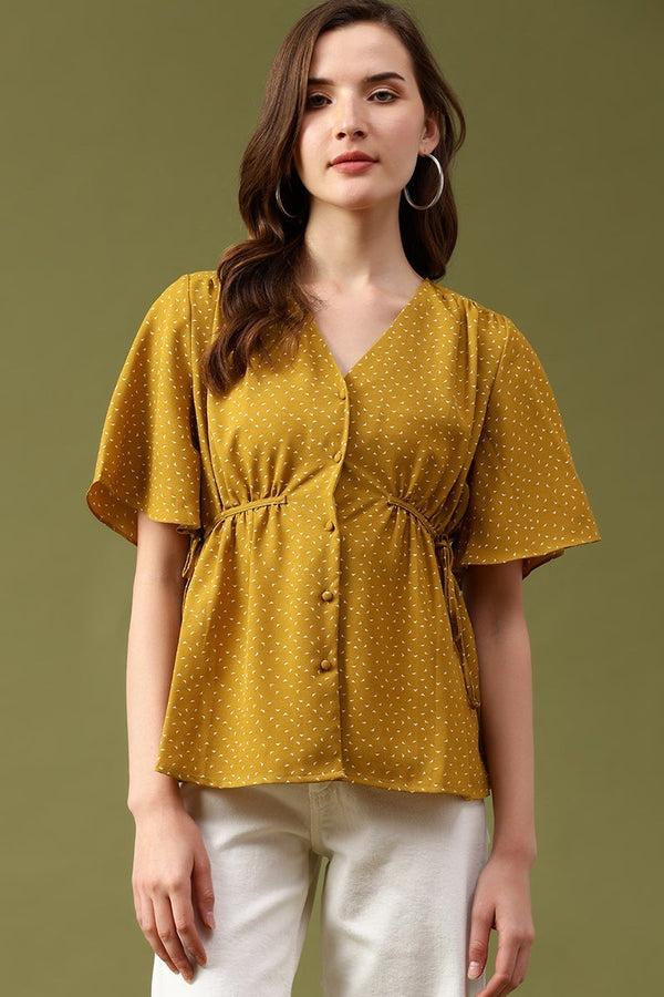 gipsy Gipsy Lime Abstract Crepe Top Lime