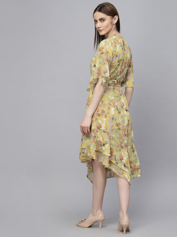 Gipsy Gipsy Lime Green Georgette Dress Lime Green