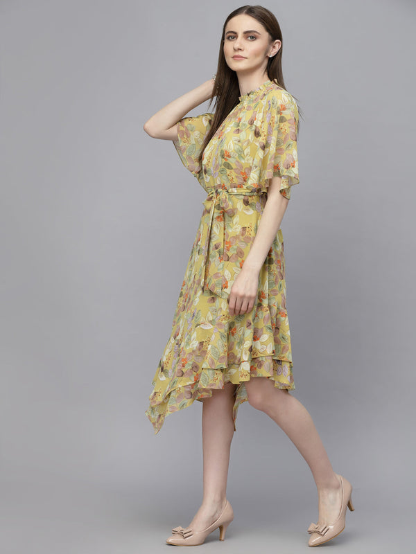 Gipsy Gipsy Lime Green Georgette Dress Lime Green