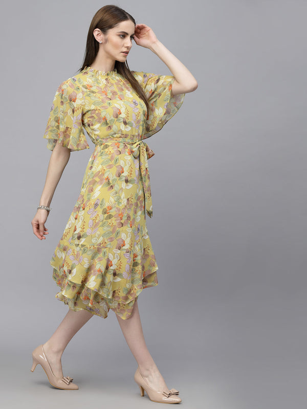 Gipsy Gipsy Lime Green Georgette Dress Lime Green