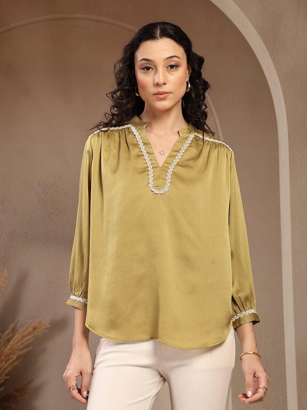 gipsy Gipsy Lime Green Plain Tunic