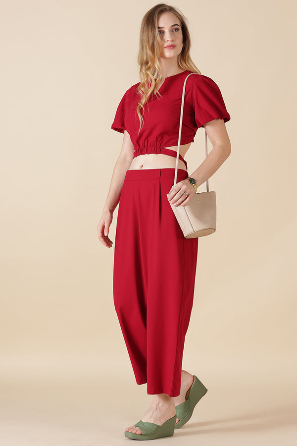 Gipsy Gipsy-Maroon Georgette Co-Ord Pant Maroon