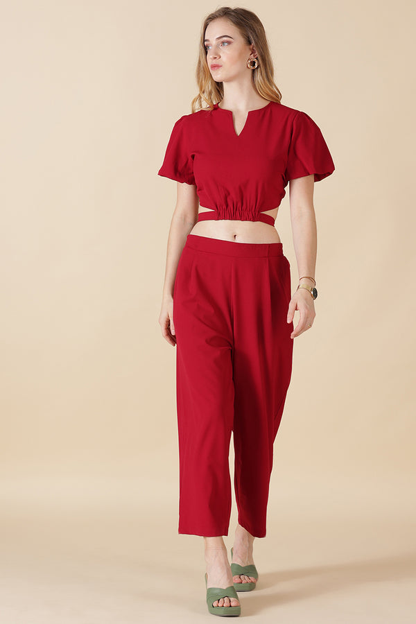 Gipsy Gipsy-Maroon Georgette Co-Ord Top Maroon