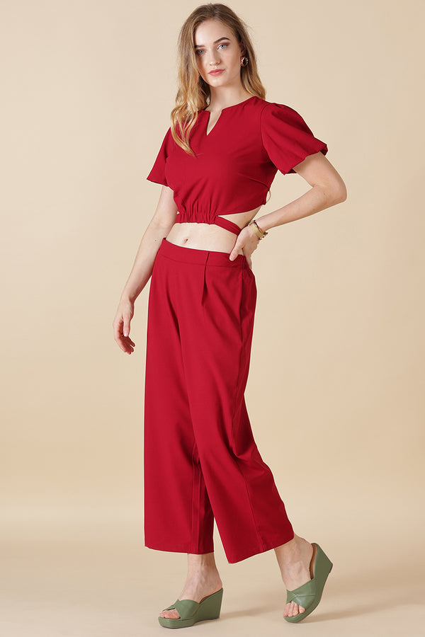 Gipsy Gipsy-Maroon Georgette Co-Ord Top Maroon