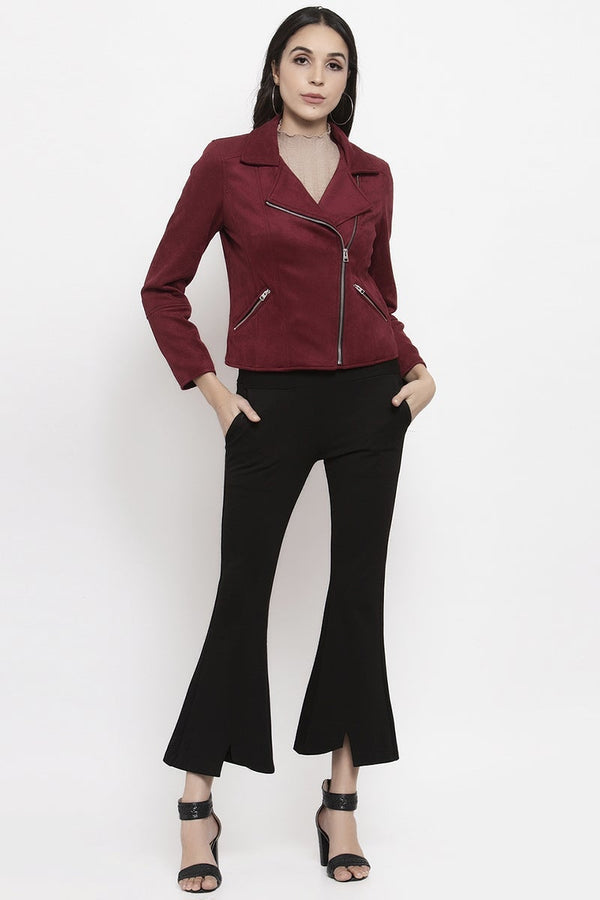 Gipsy Gipsy Maroon Solid Polyester Jacket Maroon