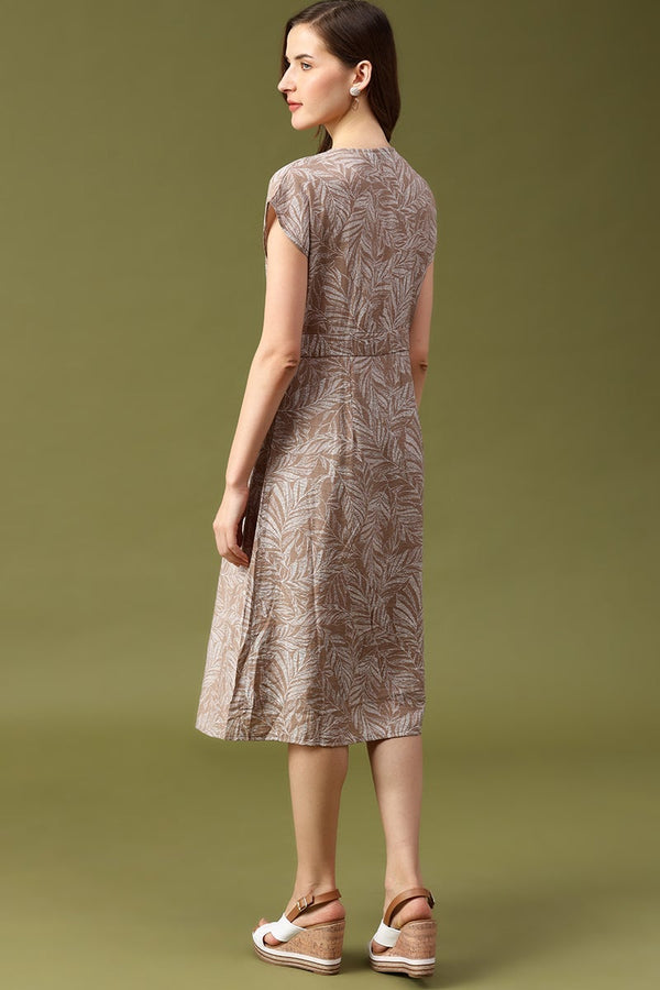 Gipsy Gipsy Mocca Floral Crepe Dress Brown