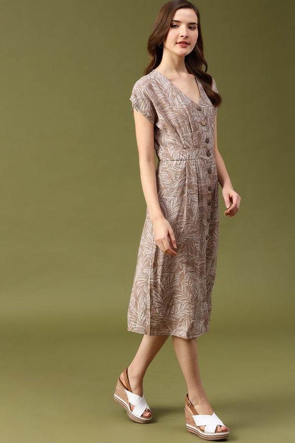 Gipsy Gipsy Mocca Floral Crepe Dress Brown