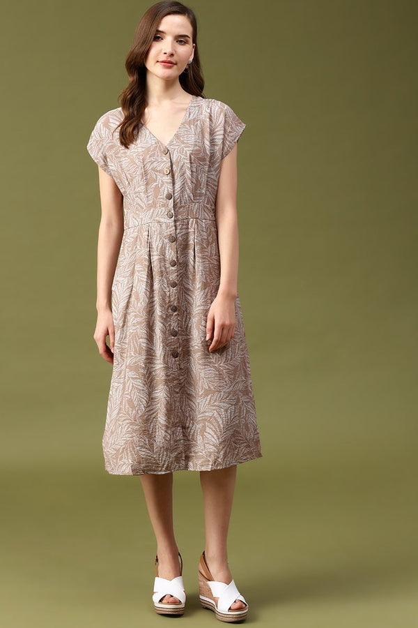 gipsy Gipsy Mocca Floral Crepe Dress Brown