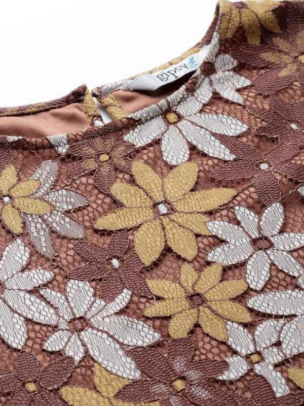 Gipsy Gipsy Mocca Net Fabric Blouse Mocca