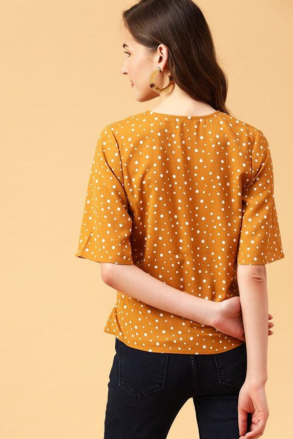 Gipsy Gipsy Mustard Polka Dots Crepe Top Mustard