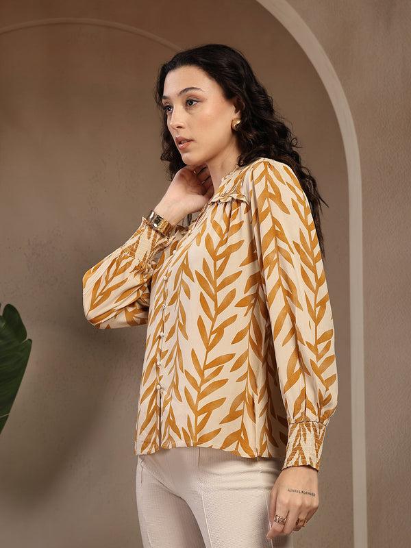 Gipsy Gipsy Mustard Printed Rayon Blouse
