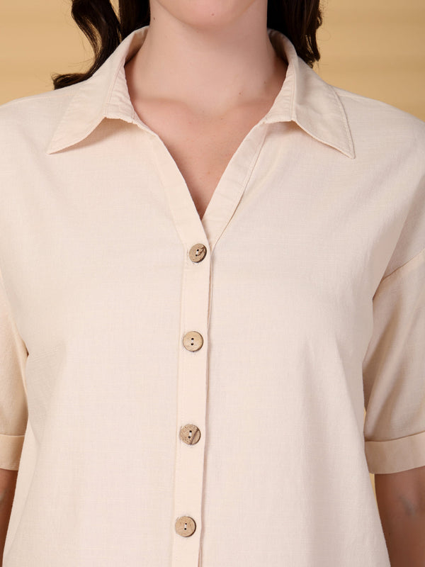 Gipsy Gipsy Natural Plain Cotton Shirt