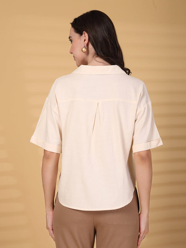 Gipsy Gipsy Natural Plain Cotton Shirt