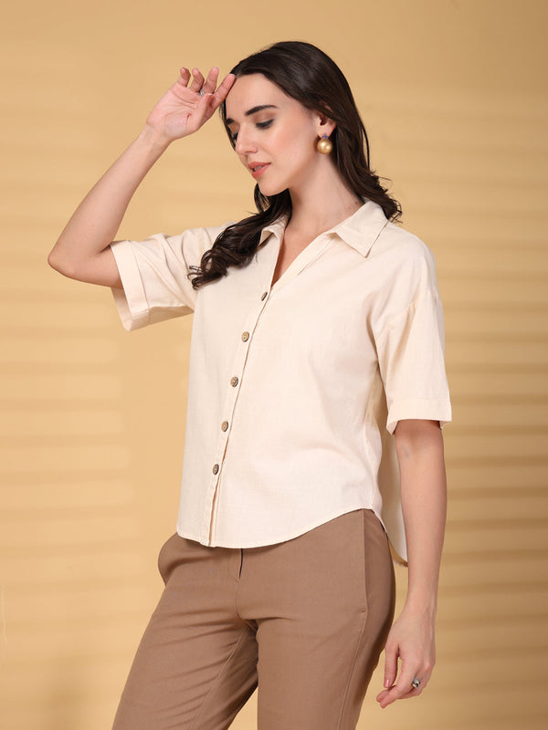 Gipsy Gipsy Natural Plain Cotton Shirt