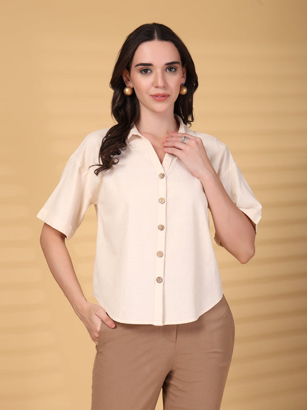 gipsy Gipsy Natural Plain Cotton Shirt