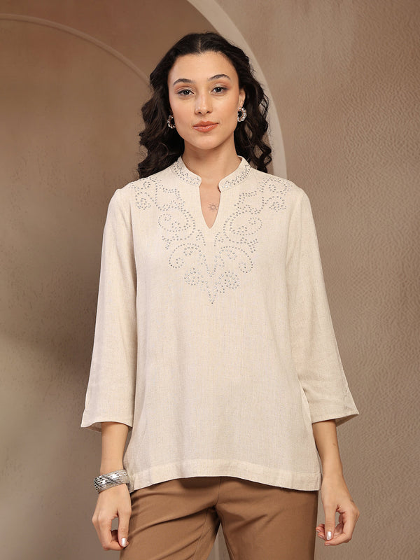 gipsy Gipsy Natural Solid Linen Tunic Natural