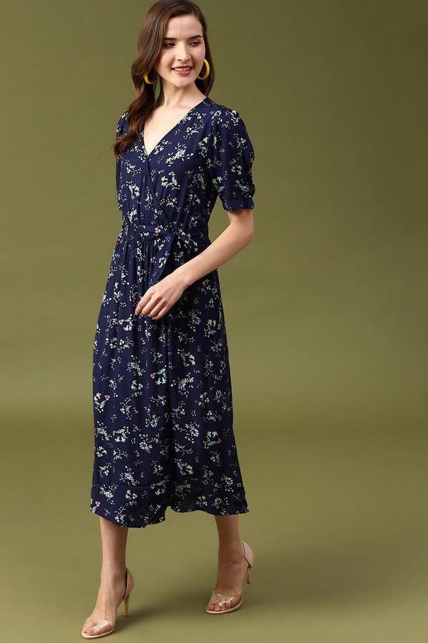 Gipsy Gipsy Navy Floral Liva Dress Navy Blue