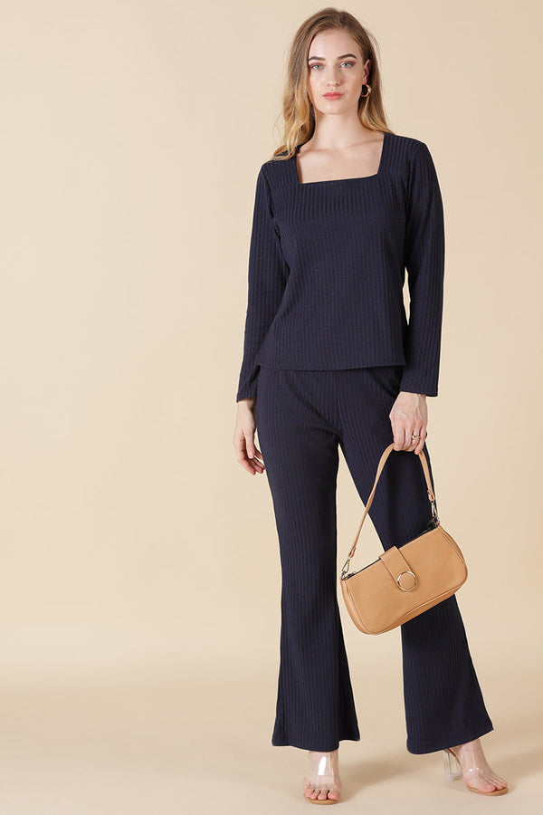 gipsy Gipsy Navy Poly Knit Blouse Navy