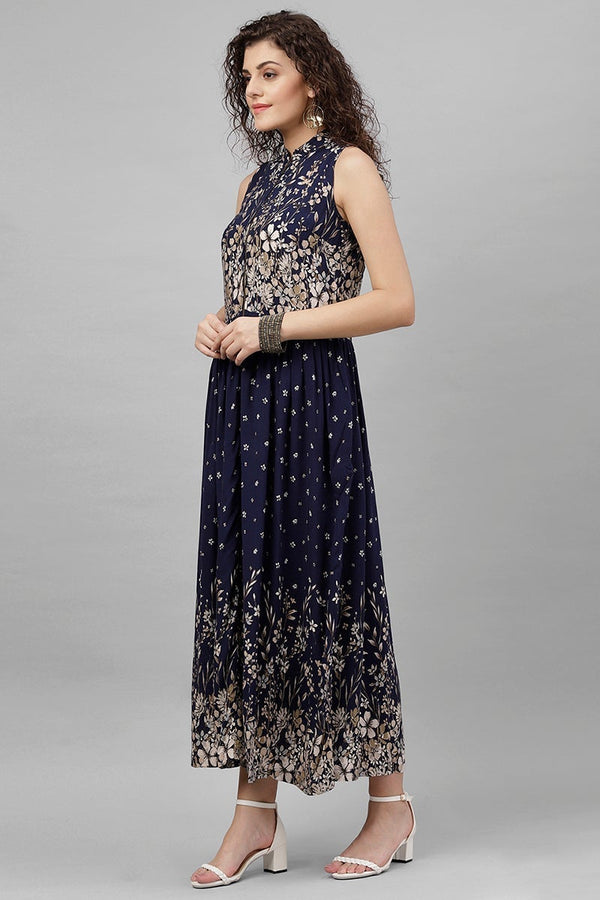 Gipsy Gipsy Navy Polyster Dress Navy Blue