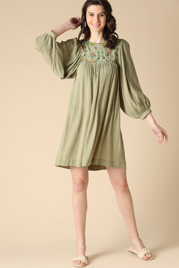 gipsy Gipsy Olive Fashion Poly Crepe Dresses Olive