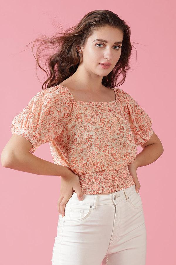 Gipsy Gipsy Orange Georgette Crop Orange