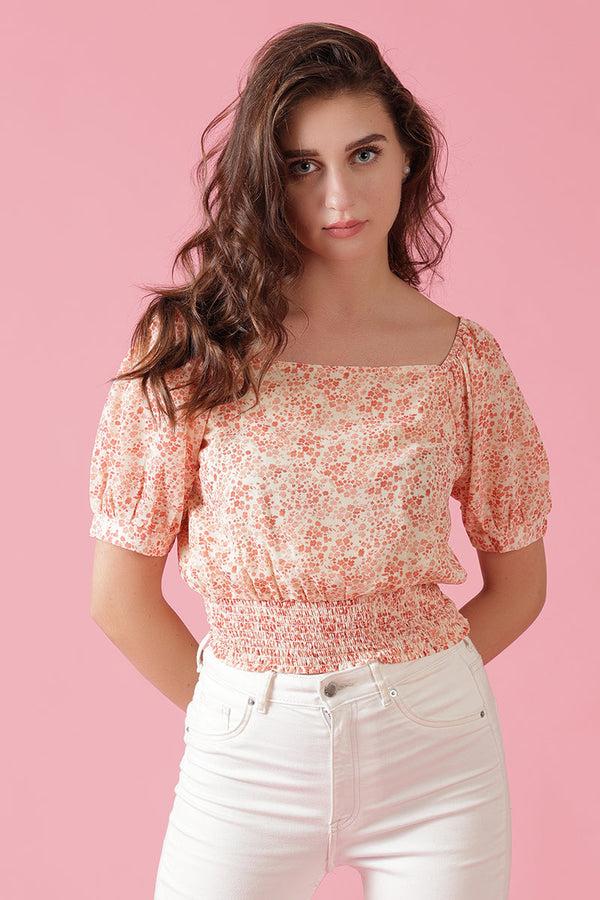 gipsy Gipsy Orange Georgette Crop Orange