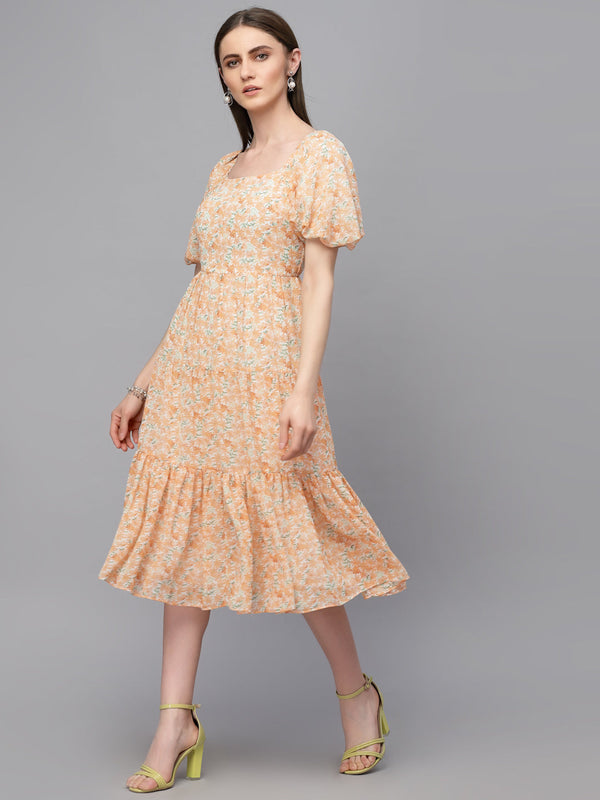 Gipsy Gipsy Orange Georgette Dress Orange