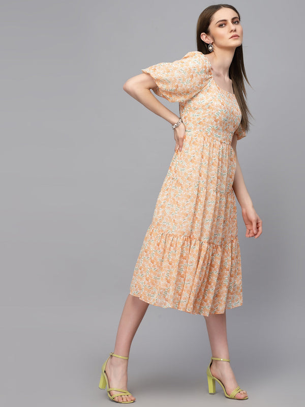 Gipsy Gipsy Orange Georgette Dress Orange